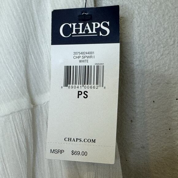 Chaps Tiered Crepe Skirt Womens Sz Petite Small PS White Elastic Waist Lined NEW - Picture 2 of 7